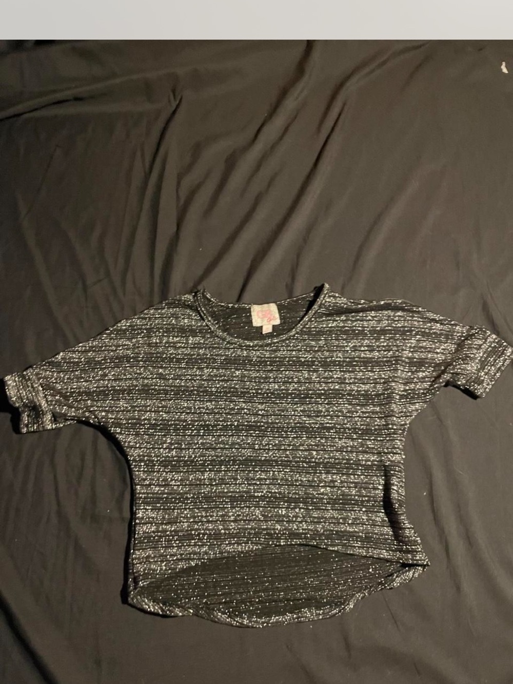 GB girls Black & Silver Sparkle Short Sleeve Tee